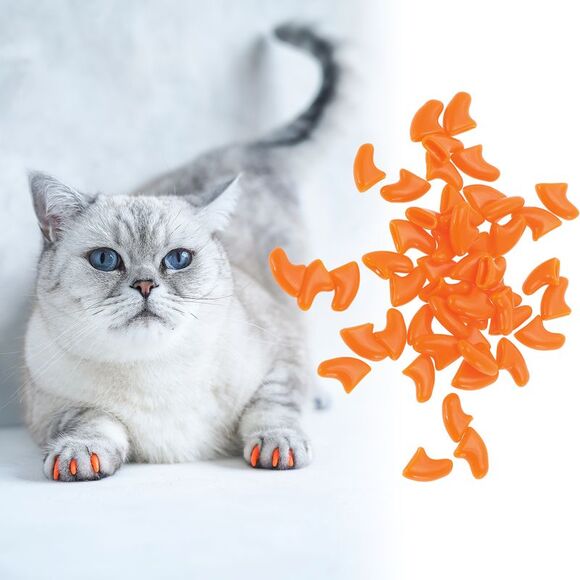 Portable Anti-scratch Pet Nail Caps 50 Pcs Orange Extra Small - Picture 3 of 5